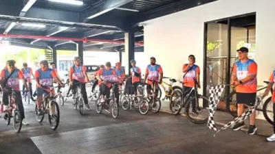 Gowes Bareng Rayakan Ulang Tahun Telkom dan PWI Kepri ke 59 di Batam