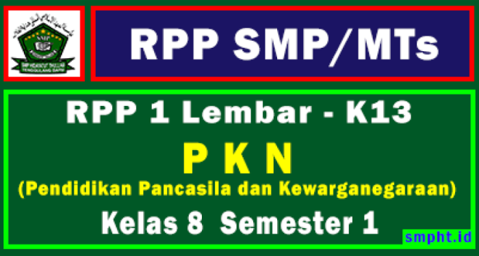 Rpp 1 lembar ppkn smp kelas 8