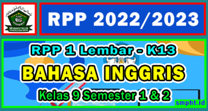 Rpp 1 lembar bahasa inggris smp