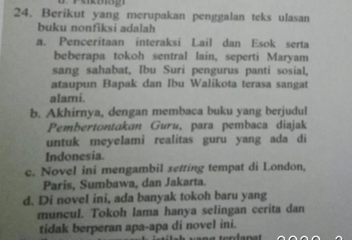 Berikut ini yang bukan merupakan kegiatan dalam meresensi buku ialah
