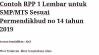 Contoh RPP 1 Lembar untuk SMP/MTS Sesuai Permendikbud no 14 tahun 2019 …