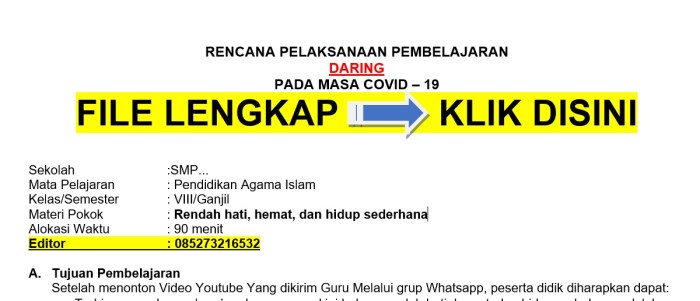Contoh rpp pai smp 1 lembar
