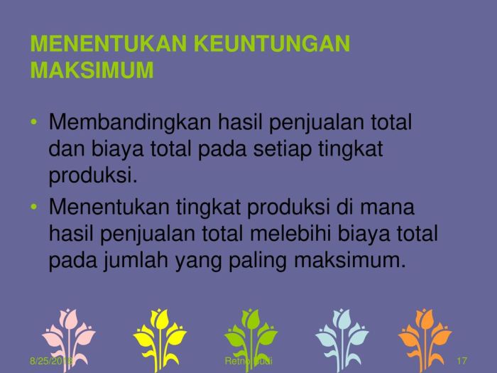 Salah satu maksimalisasi keuntungan produsen atau wirausaha adalah dengan